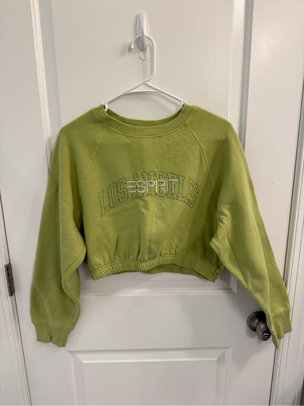 Esprit Lime Green Cropped Los Angeles Sweatshirt Size M